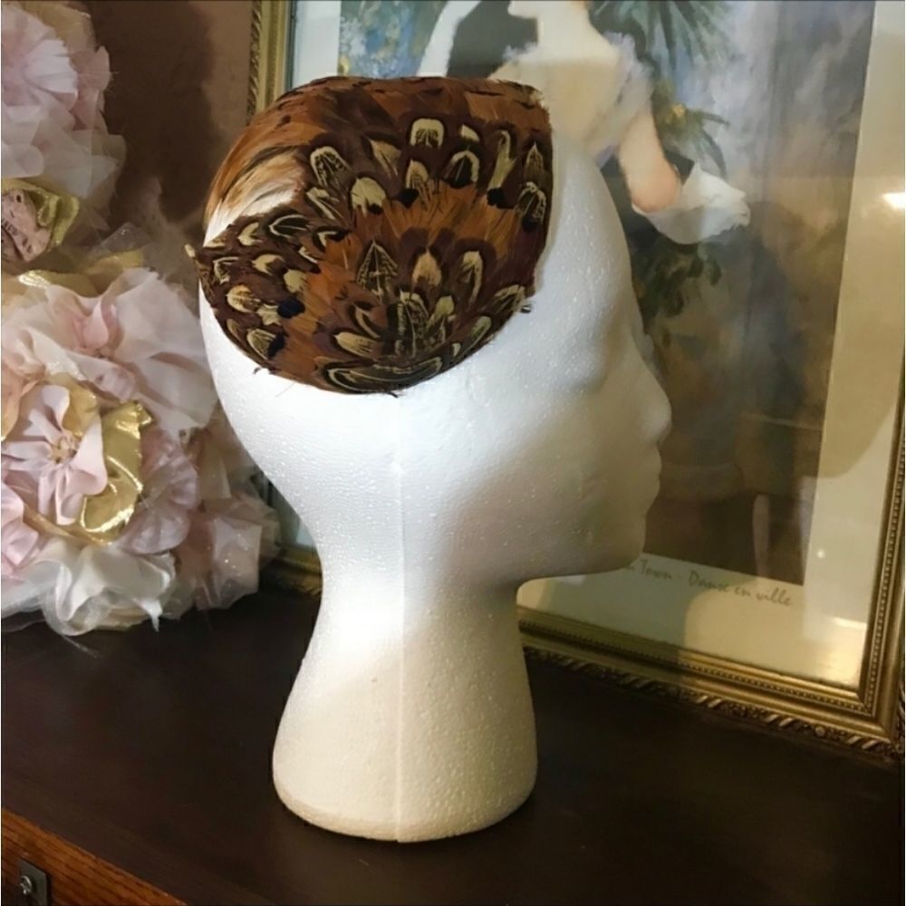 VINTAGE 1960'S PHEASANT FEATHER HEAD BAND - Picture 4 of 7